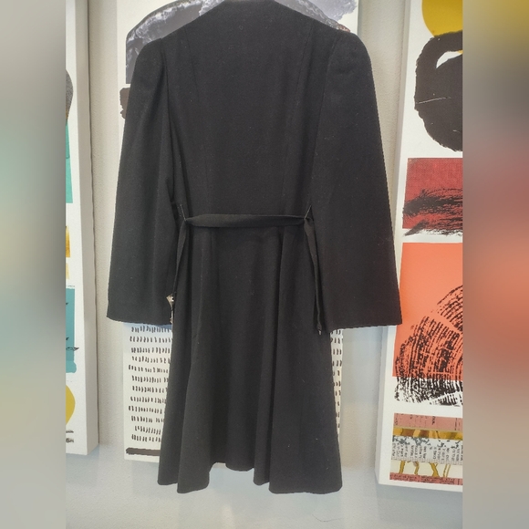 Vintage 1930s Union Made Princess Coat Black Wool Blend With Belt - Picture 8 of 13